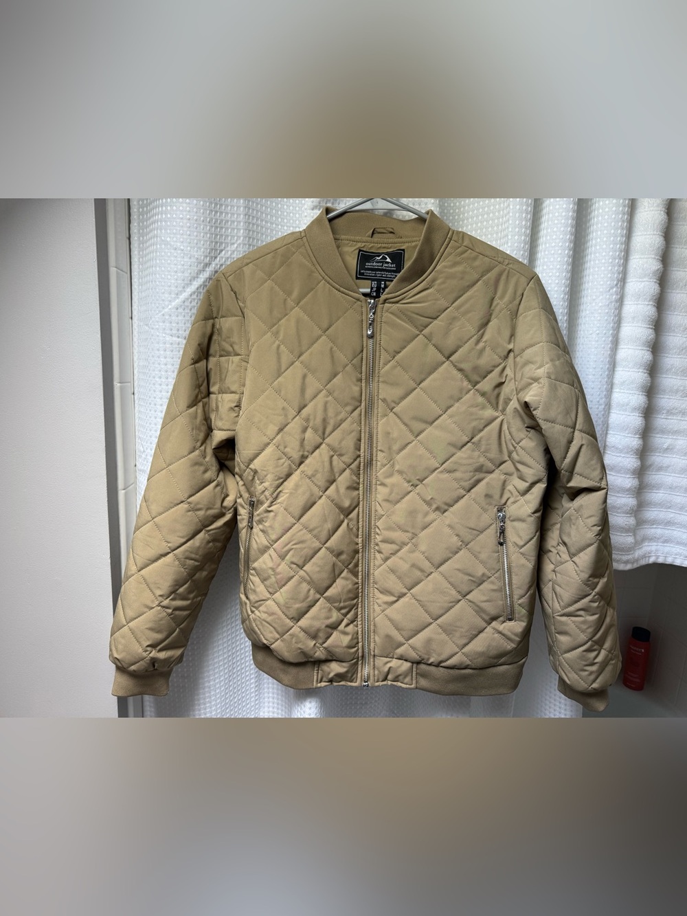 Outdoor Jacket Mens Medium Quilted Bomber Jacket in Khaki NWOT